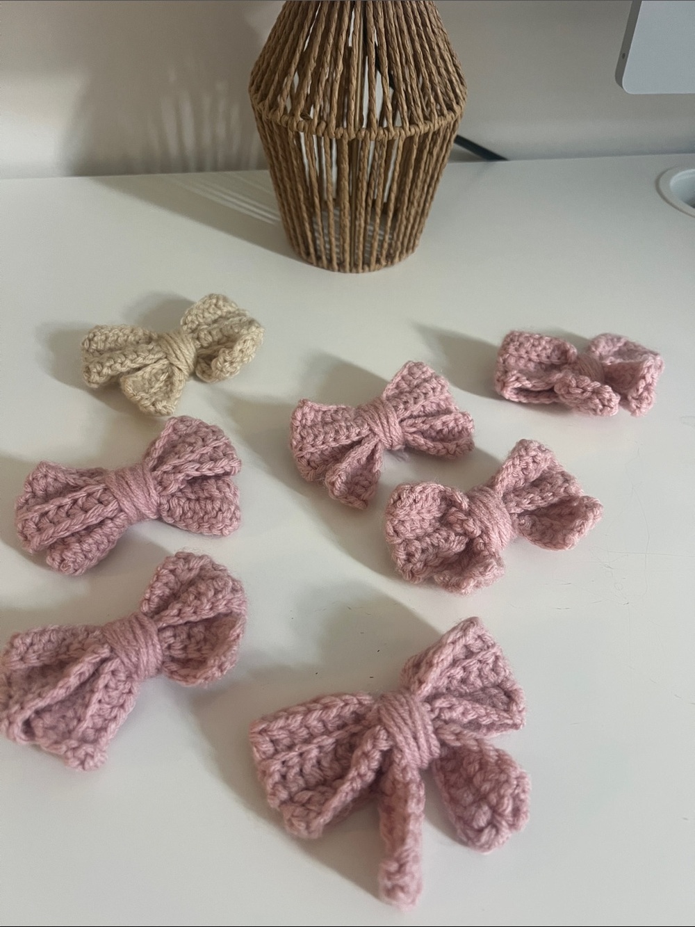 Handmade Pink Crochet Bows
